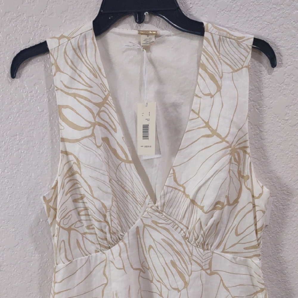 Magaschoni 100 Linen, Size 8 Elegant White Floral Dress - Picture 3 of 17